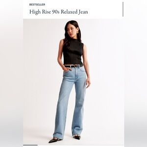 A&F 90s Straight High Rise Jean in Medium wash